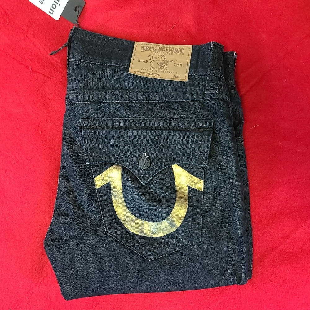 True religion jeans gold flaps logo